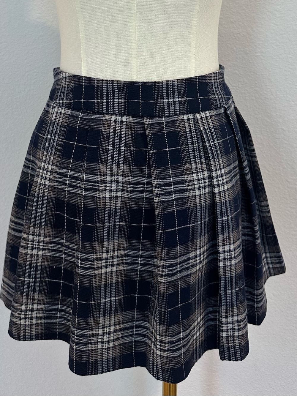 Garage Black and Gray Plaid Mini Skirt - Picture 2 of 5
